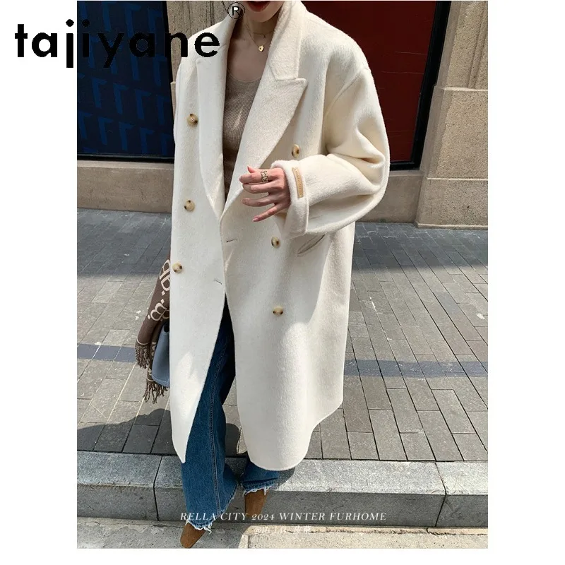 TAJIYANE 100% Sheep Wool Coat Women Thicken Double Sided Woolen Women's Wool Trench Coats Long Jacket Winter Tops Дубленка