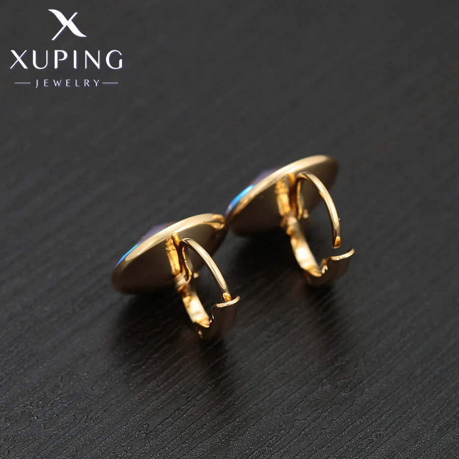 Xuping-Boucles d'Oreilles Rondes en Alliage de Cuivre et Or Clair, Bijoux à la Mode, Cadeau de ixpour Femme et Fille, X000647177