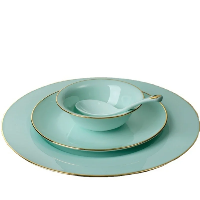Hotel tableware, Phnom Penh, European style, high-end club restaurant Jingdezhen ceramic plates, celadon dishes
