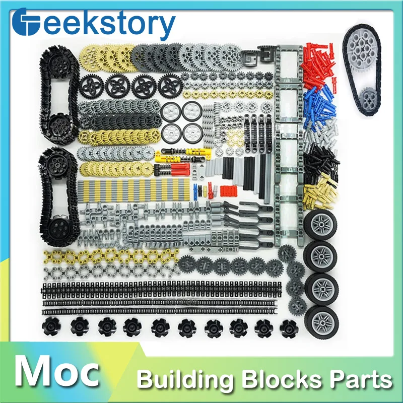 768PCS Cars Gears Axles Pack Technical Bricks Parts Wheels Connectors Chain Link Pins Joints Shock Absorber MOC Building Blocks