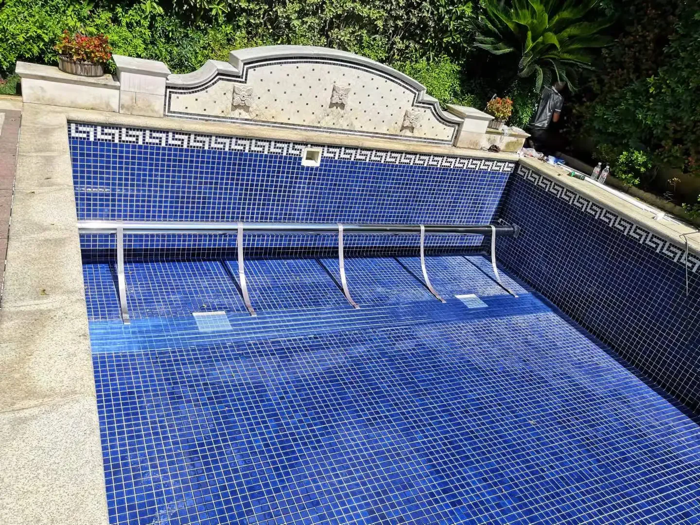 For Kids Safety Transparent Blue PC Blades With Reel Pool Cover