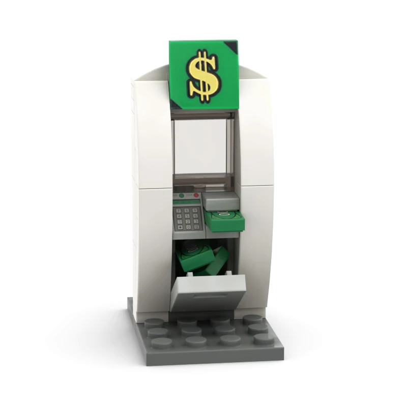 DIYシティバンクATMセット金庫ブロックキットドル紙幣マネーアクセサリーシティMOCビルディングブロック用