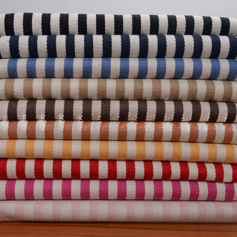 Striped Color Woven Canvas Fabric By The Yard Polyester Cotton High Quality Shopping Bag Pet Pad Design Cloths Free Shipping