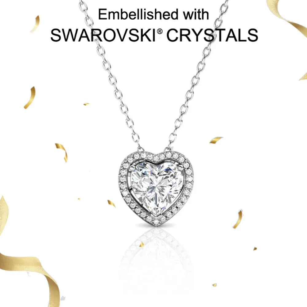 

Daisini 925 Sterling Silver Elegant Heart Pendant Necklace For Women 18k White Gold Plated Fine Jewelry Idea Timeless Design