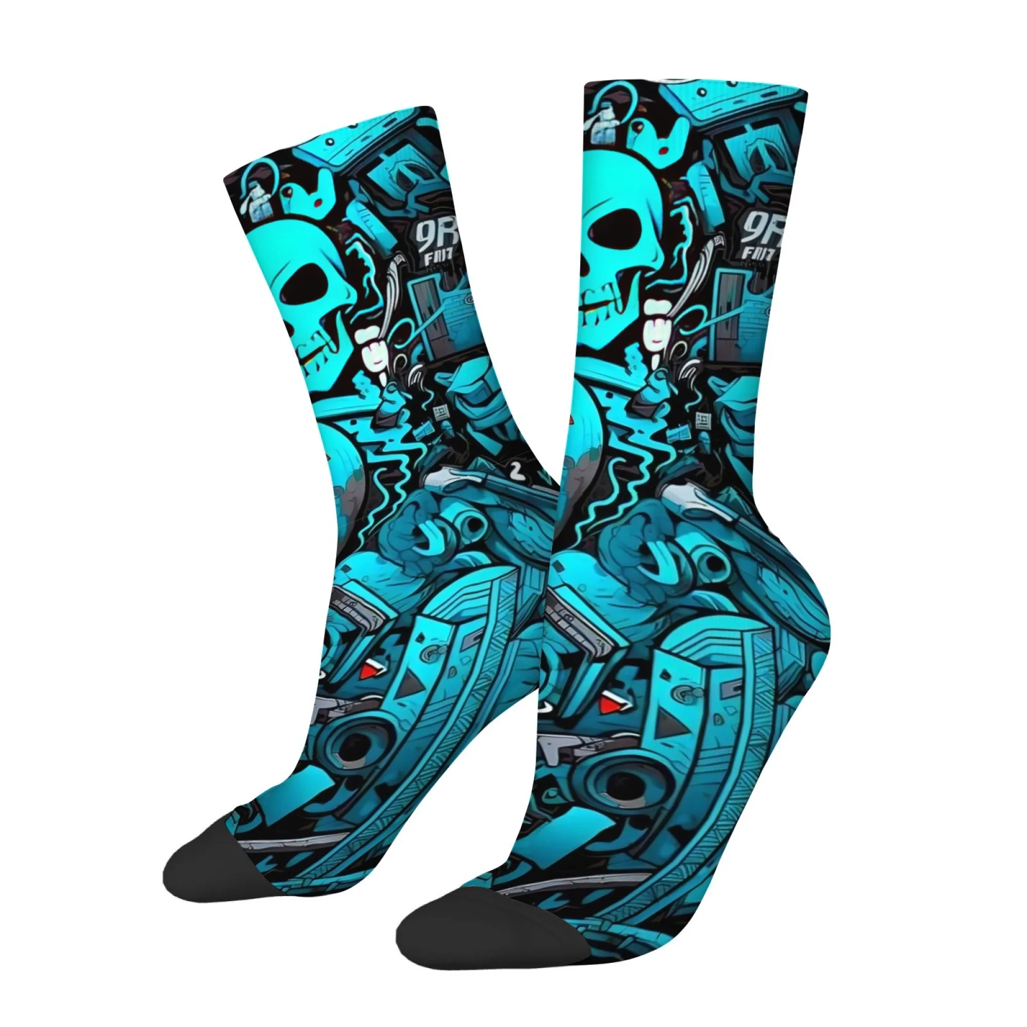 Retro Gothic Monster Print Men's Socks Comfortable Breathable Non-Slip Socks Stylish Cartoon Fun and Novel Outdoor Casual Socks