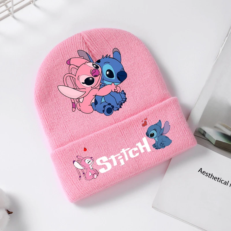 

Lilo&Stitch Children Knitted Hats Winter Outdoor Windproof Cold Proof Warm Hats Cartoon Pattern Hats Children's Birthday Gifts