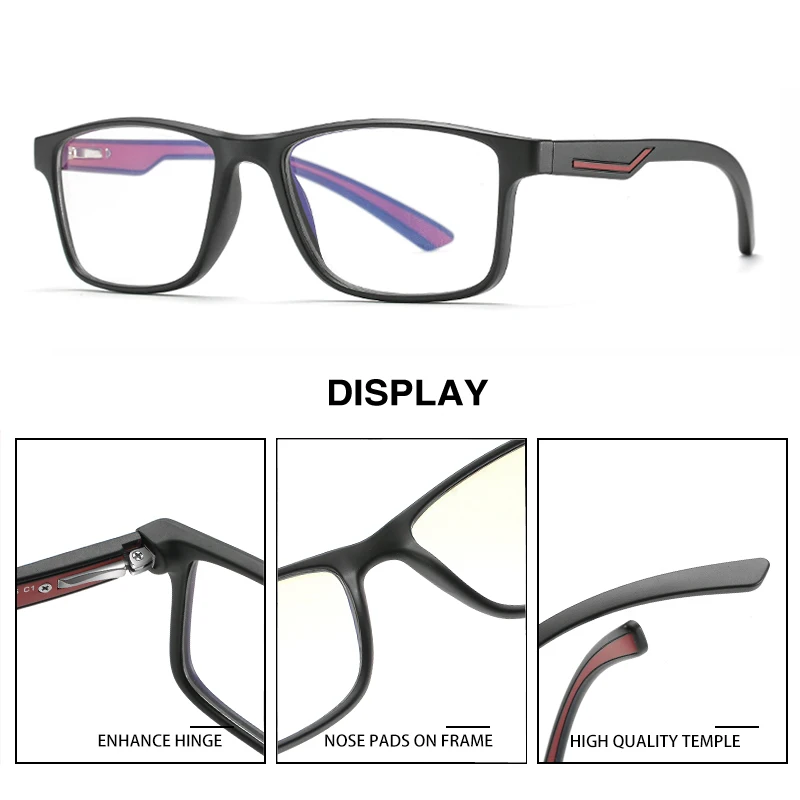 SZTZX Classic Photochromic Anti-Blue Light Reading Glasses TR90 Square Optical Glasses Myopia Hyperopia Prescription Eyeglasses