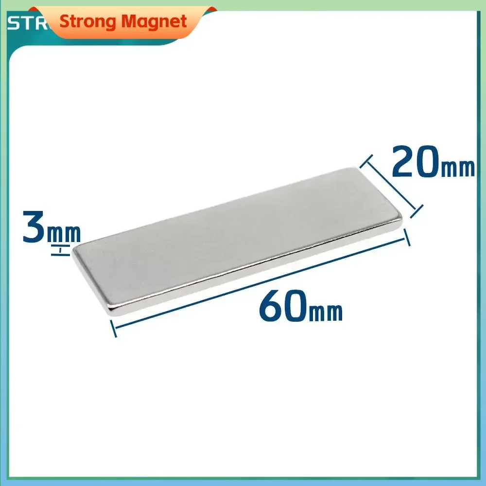 60x20x3mm Block Strong Powerful Magnets 60x20x3 Rare Earth Neodymium Magnet N35 Permanent NdFeB Magnet 60*20*3