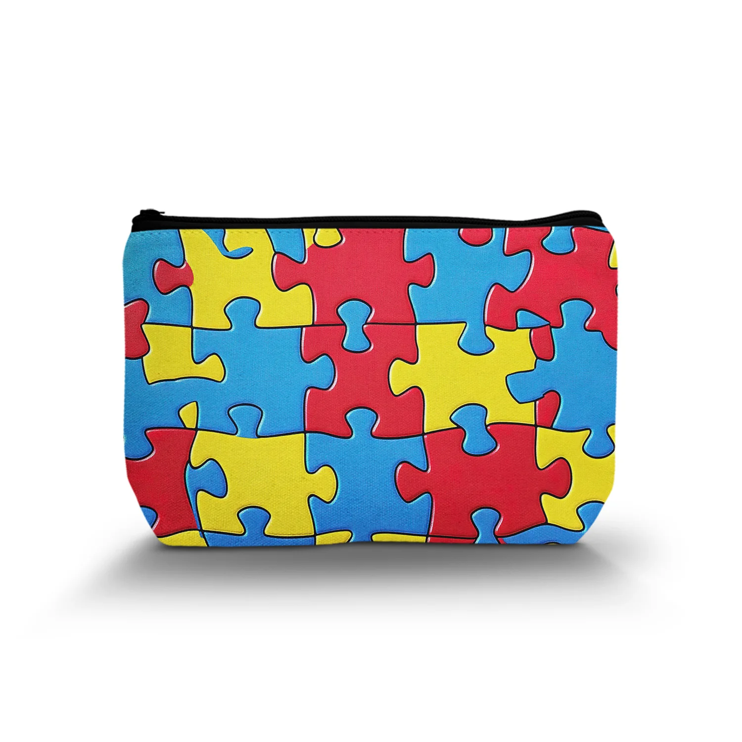 1Pc Cute Autism Awareness Jigsaw Puzzle Makeup Bag Funny Zipper Portable Women Makeup Bag For Friends Best Birthday Gift A