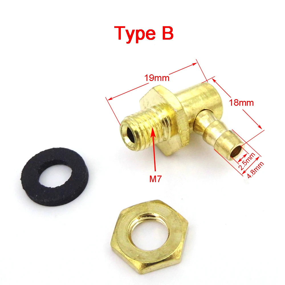 5PCS Fuel Nipple Fuel Inlet Outlet Nipple Tank Filler Oil Nozzle Copper End for Fuel Tank Gasoline Nitro RC Car Boat