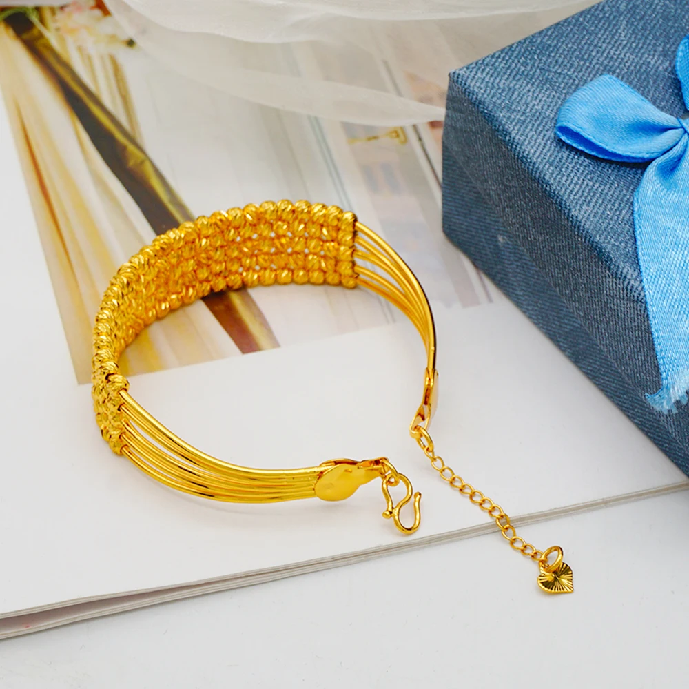 Luxus klassische Kupfer Gold Farbe Armband Dubai Saudi trend ige Armreif für Braut Armband arabischen Schmuck – Detail 7