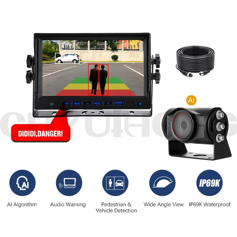 AI-BSD Reverse Radar Camera Forklift Truck Safety System with AHD Image Sensor Pedestrian Vehicle Area Detection 1-Year Warranty