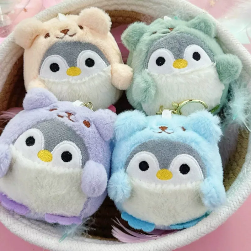 Lindo pingüino de peluche colgante chica dibujos animados creativo llavero de felpa Kawaii señora bolsa accesorios llaveros regalos para niños 2025
