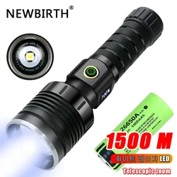 High Power Led Flashlight Rechargeable White Laser Torch Zoom Usb Hand Lantern for Camping, Outdoor & Emergency Use