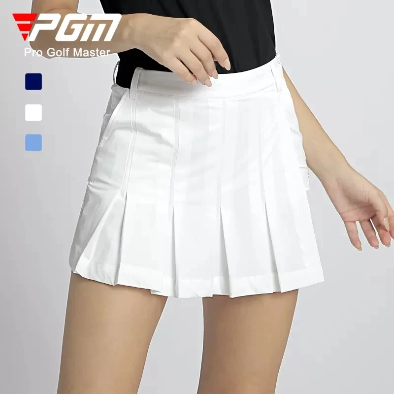 Pgm Ladies Pleated Skirt High Waist Waterproof Golf Skirt Autumn A-Lined Sports Skort Women Slim Golf Skort With Inner Shorts