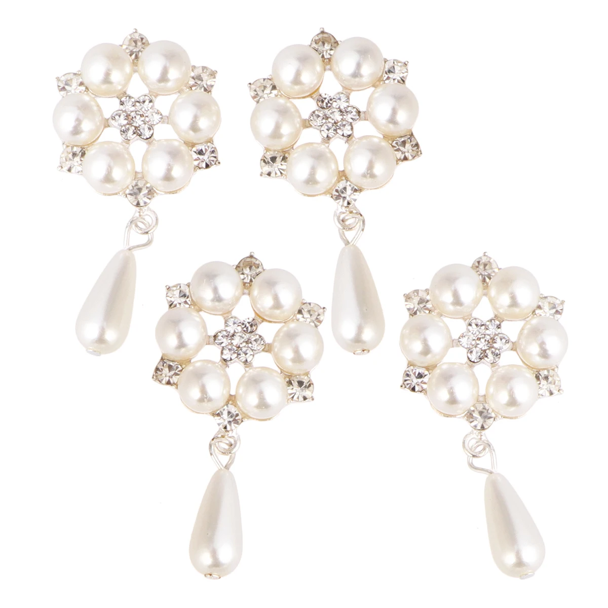 

10pcs Pearl Patch Decor Alloy Pearl Sticker For Diy Shoes Accessories Women Craft Silver Durable Elegant Buckle Handicraft