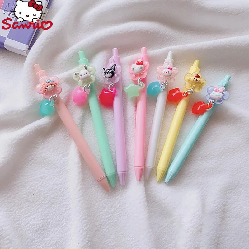 

10pcs Sanrio Cartoon Gel Pen Hello Kitty Kuromi Melody Students Kawaii Writing Pens 0.5mm Neutral Pen Office School Stationery