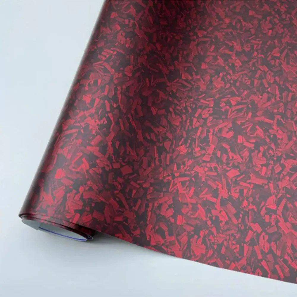 

PET Quality Matte Red Calcined Carbon Fiber Vinyl Wrap Film Self-Adhesive Sticker For Car Interior And Exterior With Air Release