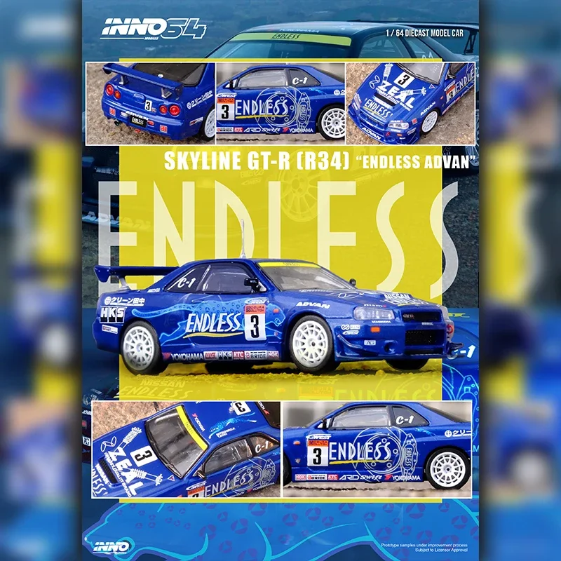 PreSale INNO 1:64 Skyline GTR R34 #3 2002 Diecast Diorama Car Model Collection Miniature Toys