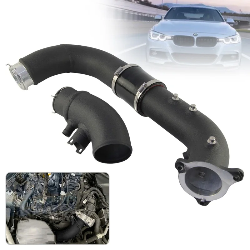 Aluminum Black 3'' Air Cooler Intake Manifold Charge Pipe Kit For BMW B48 320i 330i F30 F31 F34 F-Series 2.0L Trubo 2014-2019