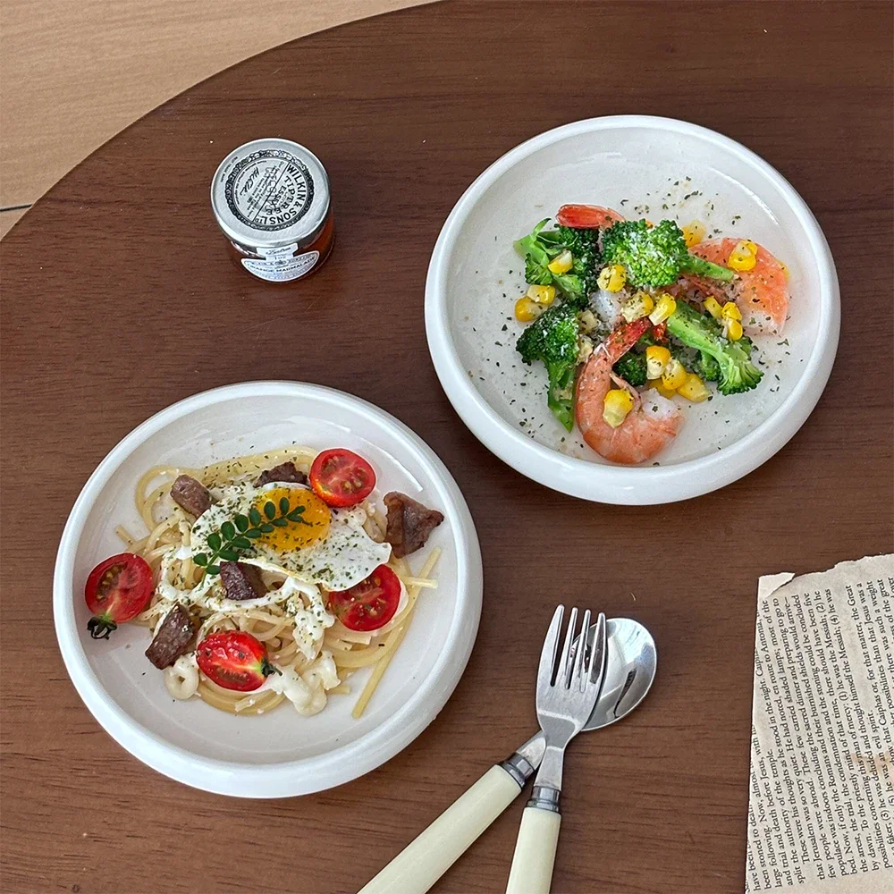 Korean Ins Porcelain Bowl Modern Simplicity Round Food Container Fruit Yogurt Salad Breakfast Milk Oats Bowls Personal Item