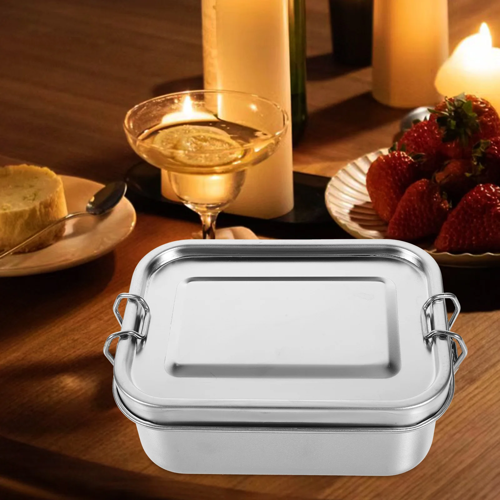 Stainless Steel Lunch Container Food Container Sealing Lunch Container Rectangle Food Box