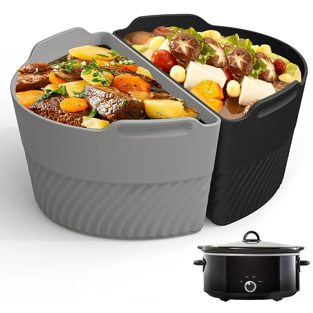 Revestimientos de silicona para olla de cocción lenta compatibles con olla Crock 6-8 QT, divisor de olla de cocción lenta que permite cocinar dos comidas diferentes en una sola vez
