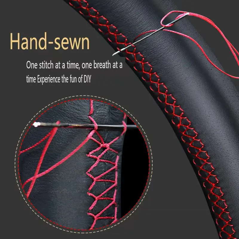 For Volkswagen VW Golf R MK7 Golf 7 GTI VW Polo GTI Scirocco 2015 2016 Manual Sewing Car Steering Wheel Covers Genuine Leather