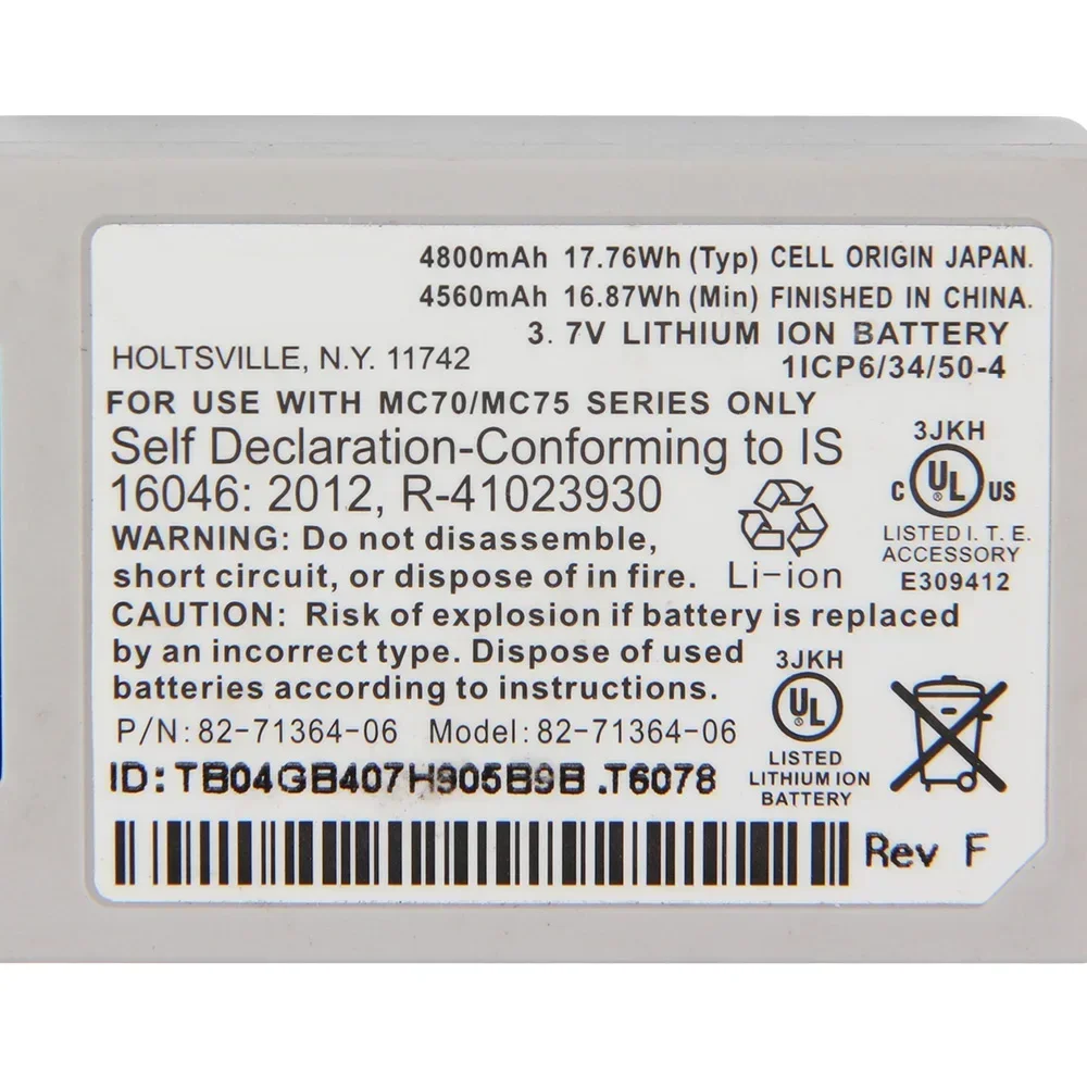82-71364-06 82-71364-05 Replacement Battery For Motorola Zebra Symbol MC70 MC7090 MC75 MC75A MC75A6 MC75A8 MC7596 Battery