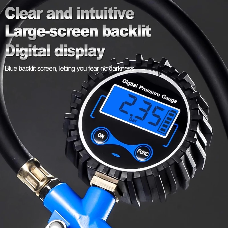 Tire Pressure Monitor System Test Diagnostic Tool Car Accessories Universal Inflator Hose With Tyre Tester Gauge MotorcycleTPMS
