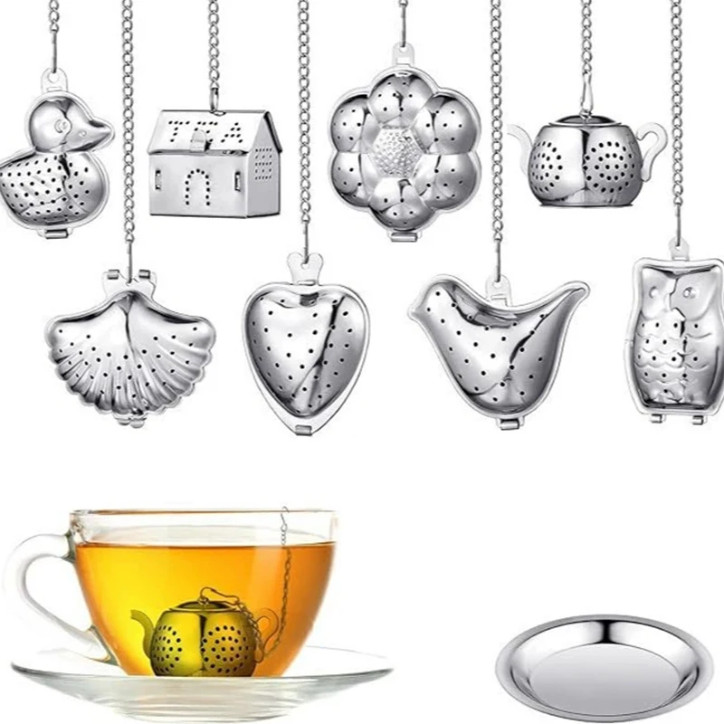 1Pcs Creative Stainless Steel Tea Infuser Teapot Tray Spice Tea Strainer Herbal Filter Teaware Accessories Outdoor Tableware