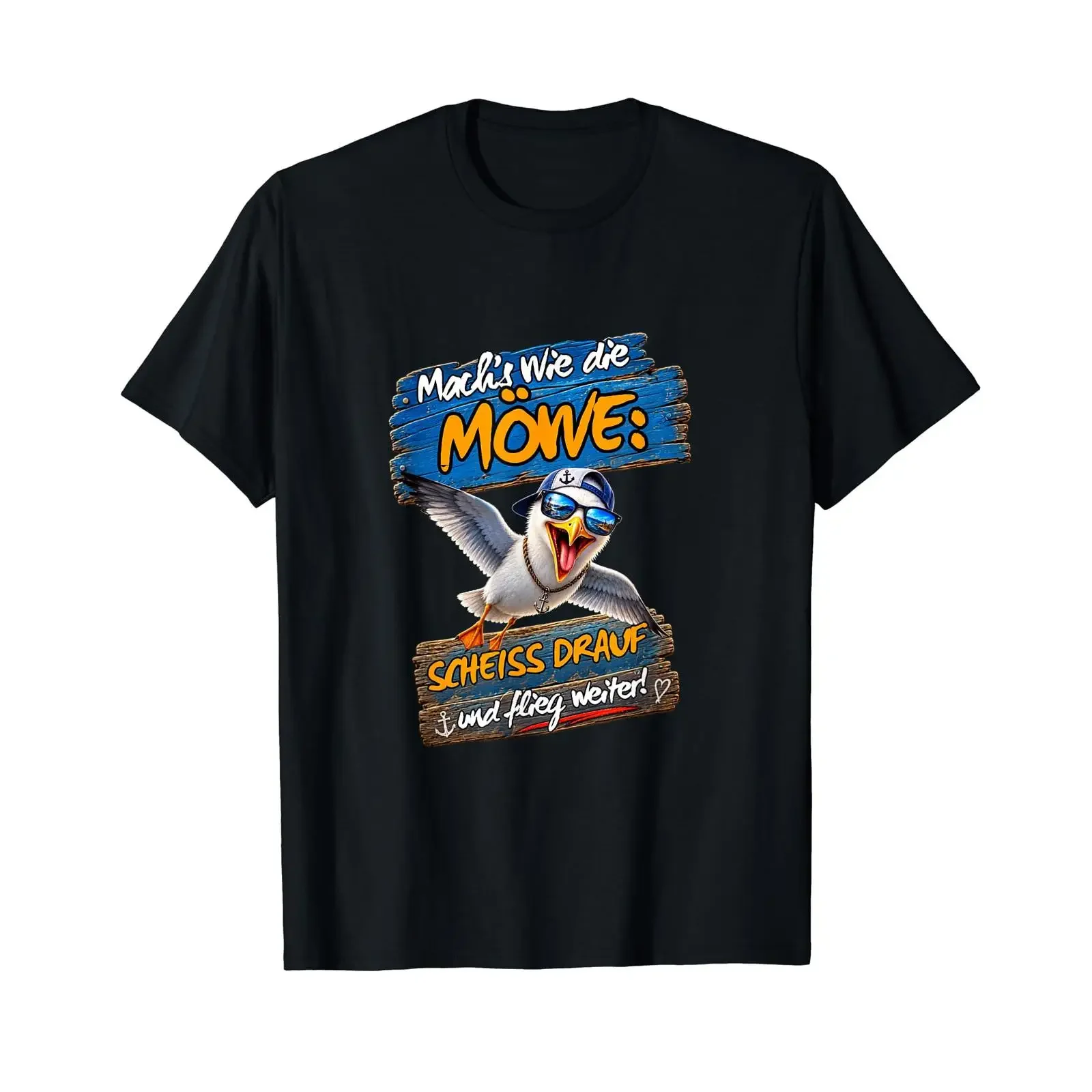 Mach s wie die Möwe Scheiß Drauf und flieg weiter Ostsee Preisgünstiges Grafik T Shirt vintage Washed Stylish Versatile homme