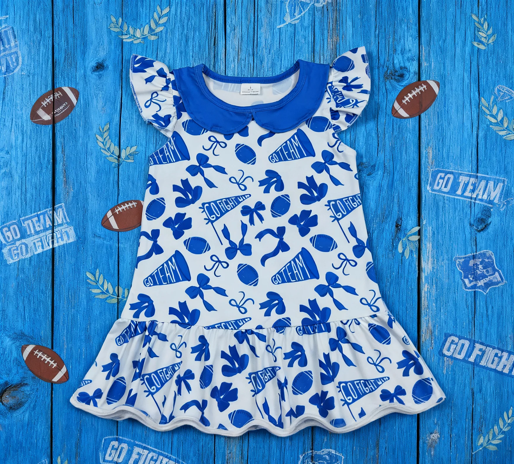 

Z915-07 GSD2782 Wholesale Baby Girl Clothes Bows Print Short Sleeve Dress Kids Clothing