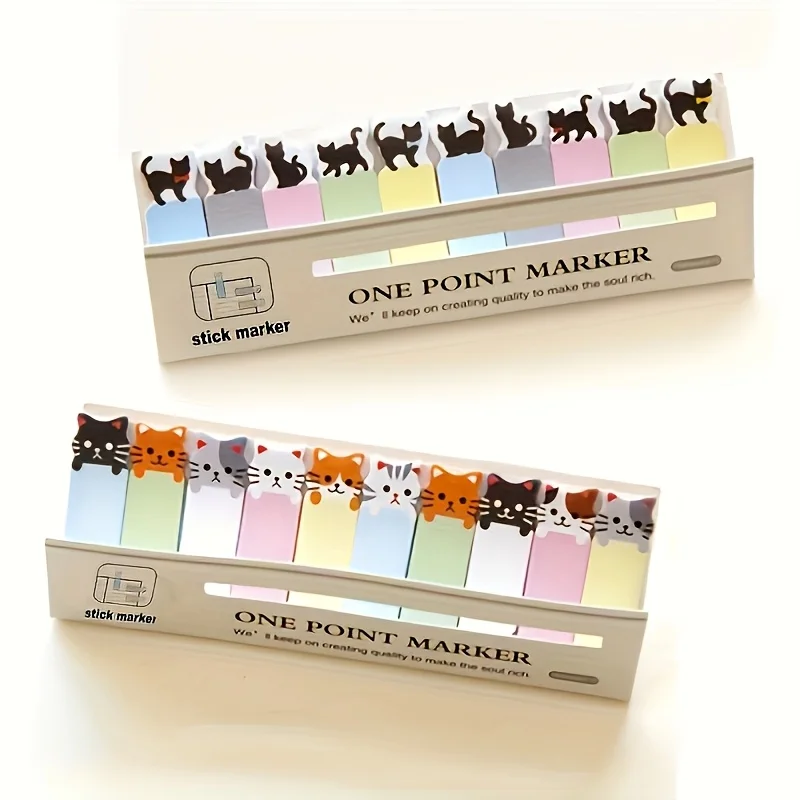 150 Sheets/Pack Cartoon Cat Theme Sticky Notes Set | Perfect for Bookmarks and Memo Pads, Essential for Office Use