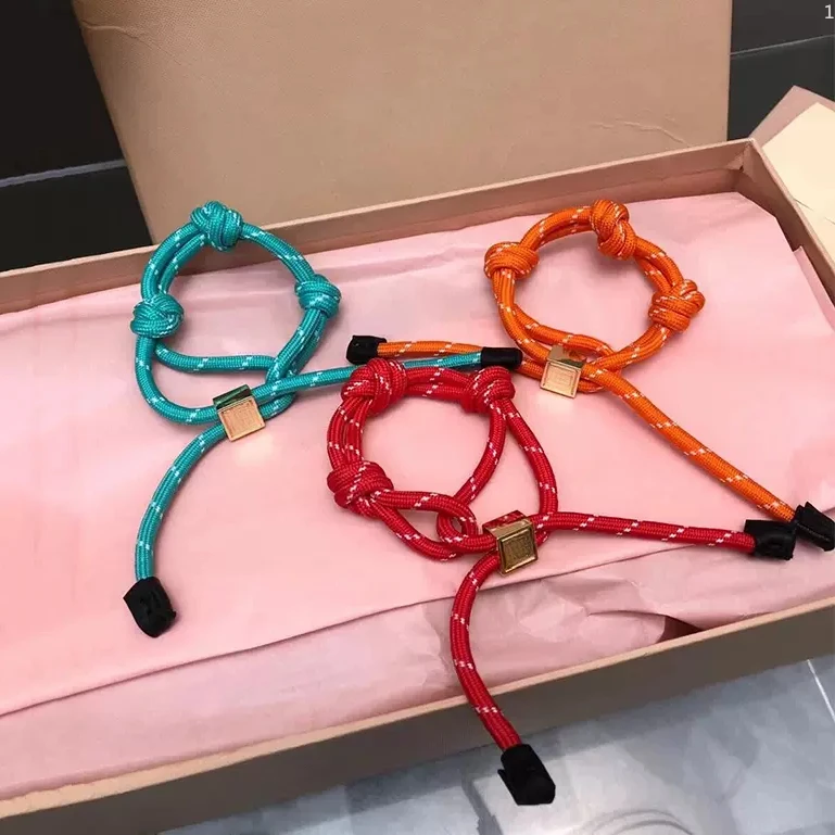 2024 Bracelet Nylon DIY Rope Bow Metal Colorful Woven Rope Bag Handmade Pendant Personalized Couple Gifts Home Supplies