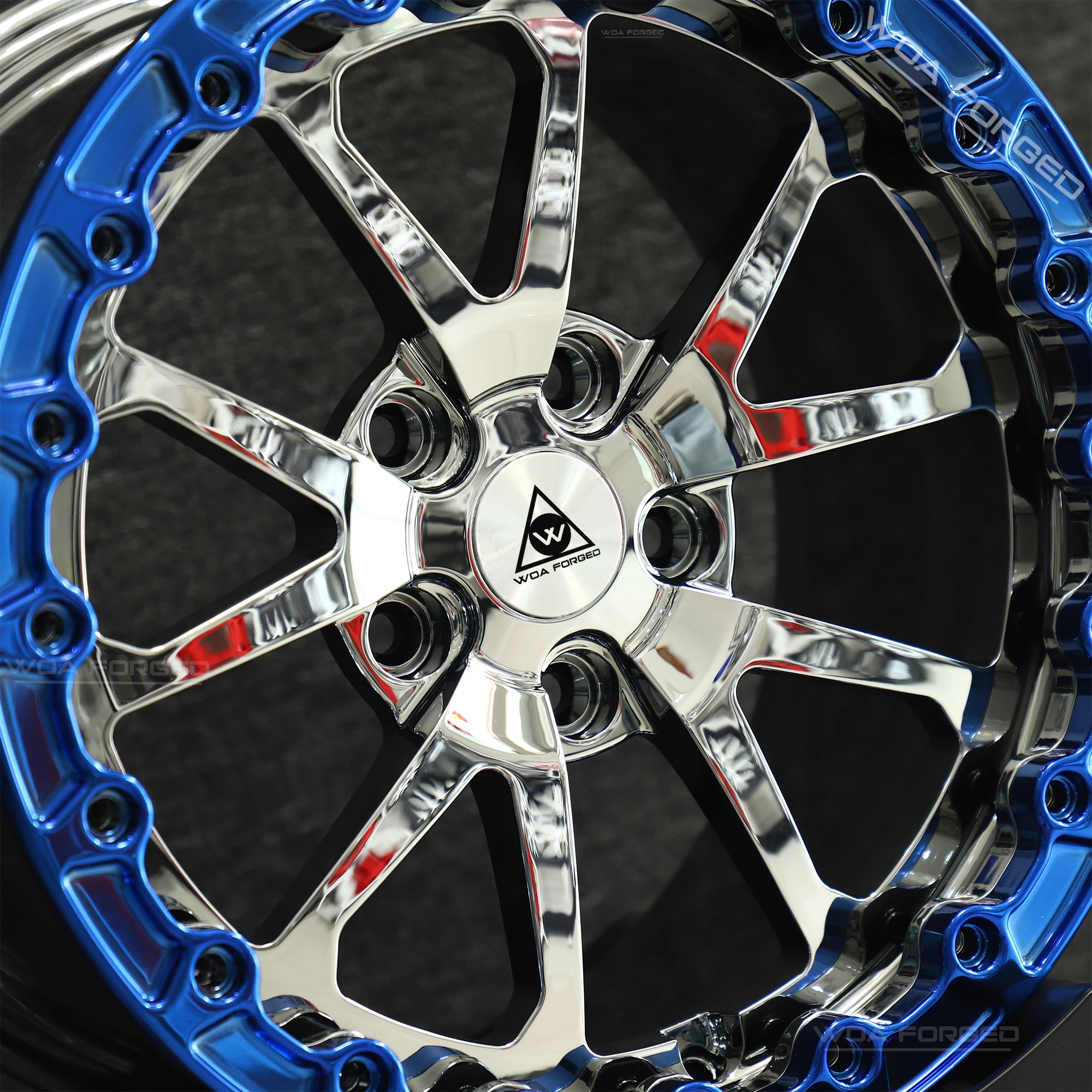 

WOAFORGED Beadlock Racing Wheel 2-piece17 18 19 20 Inch Multi-spoke Triple Chrome Finish Concave 5x120 5x114.3 with GT-R R8 911