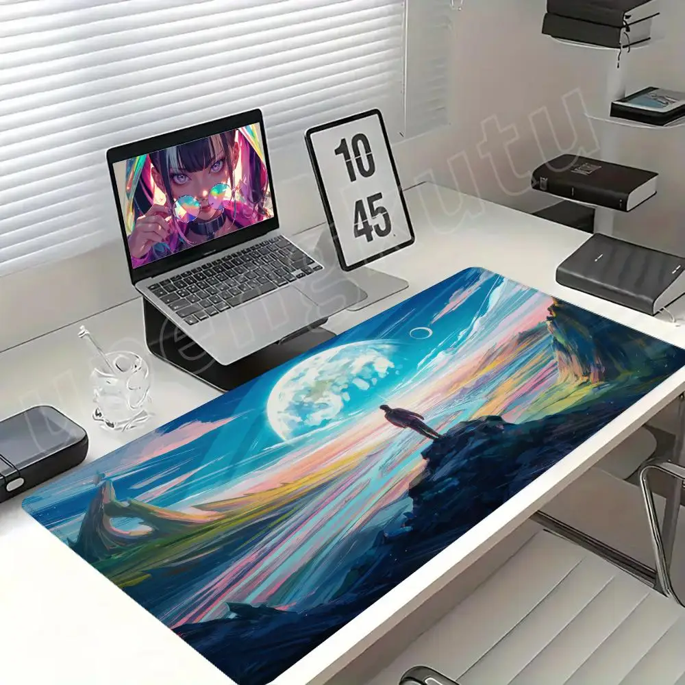 

Коврик для мыши Anime Sunset Planet, игровой коврик XXL 900x400, противоскользящая резиновая основа, расширенный коврик для клавиатуры