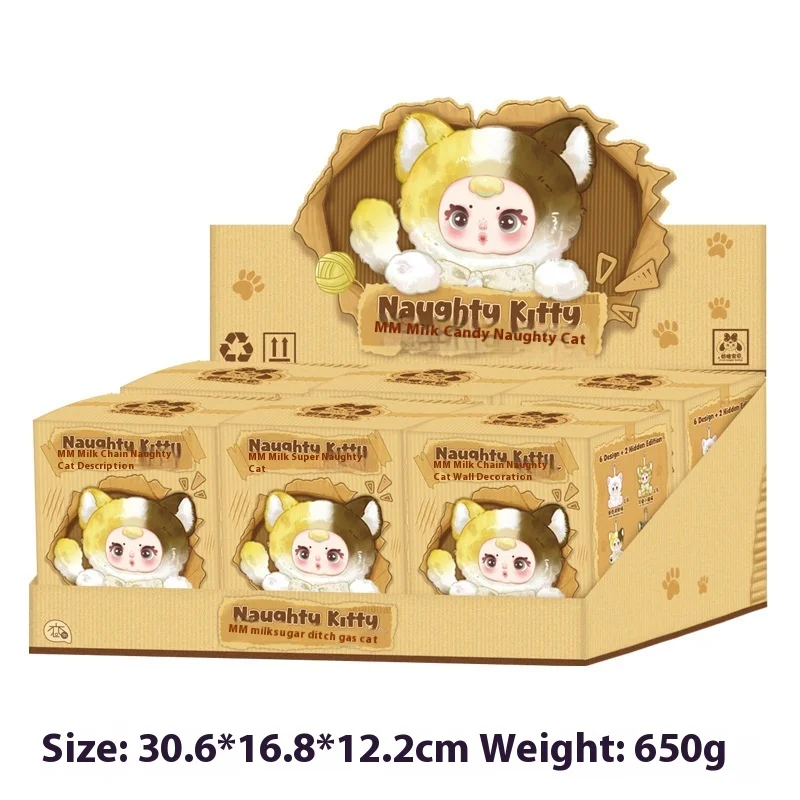 

100% оригинальная распродажа, кулон «Молочные конфеты, озорной кот», серия слепая коробка, 6 шт., милая аниме-плюшевая кукла-кошка, кукла для девочек, сумка, подвесные подарки