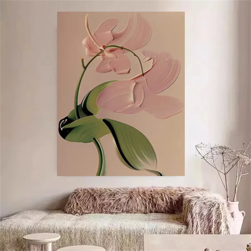 

High Quality Handmade Abstract Image Colorful Petals Oil Painting Modern Canvas Poster Wall Art Picture Knife Pattern Home Decor