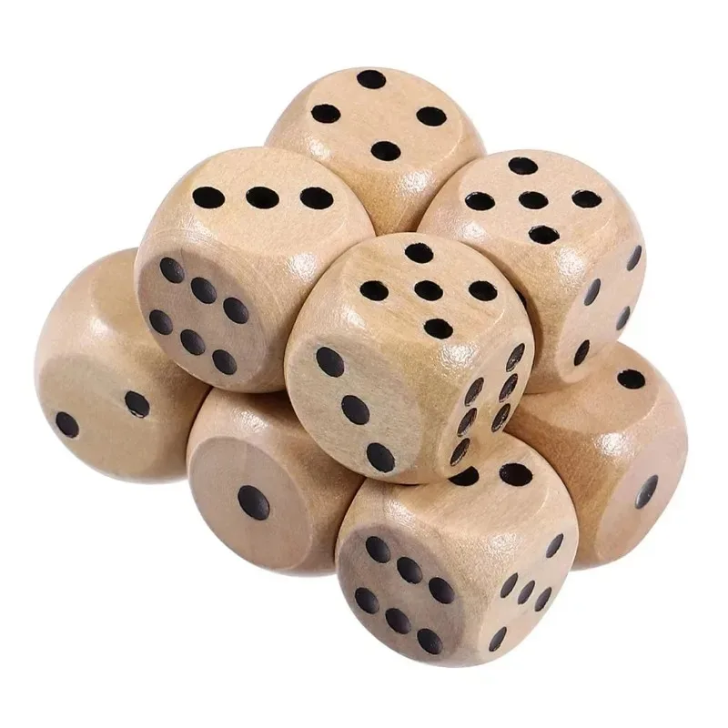 

Набор деревянных многогранных игральных костей, 6-гранные кубики с точками для настольных и карточных игр, аксессуары, 16 мм, 10 шт.