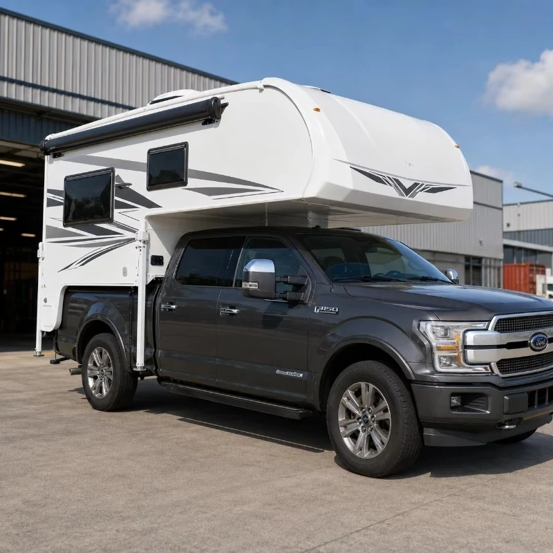 Custom Modern Slide-In Aluminum Truck Camper Kitchen Cabinet Three Beds Independent Suspension Family Outdoor Touring RV