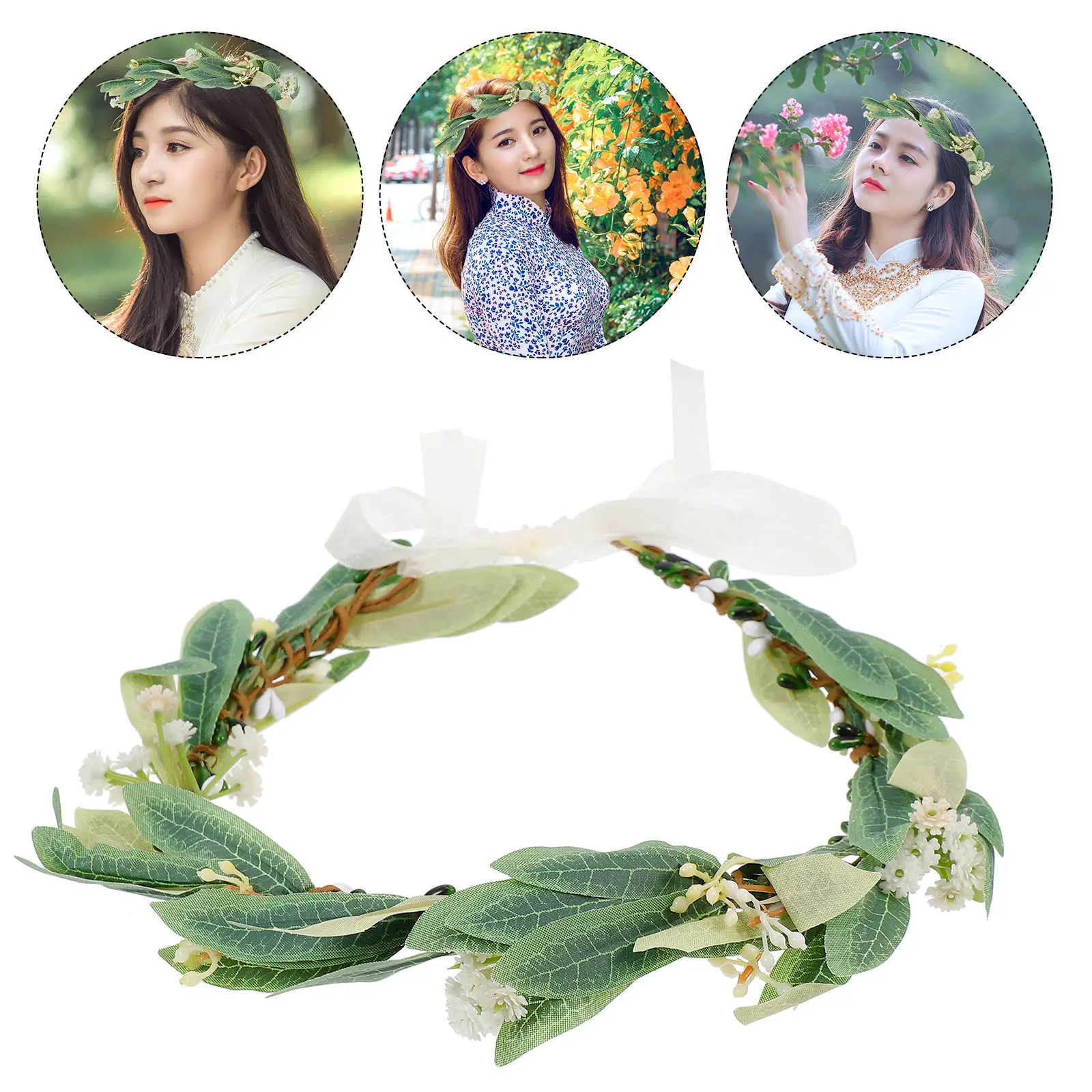 

1 шт. Обруч для волос с цветами оливкового дерева, легкий и удобный головной убор для свадьбы, карнавала, маскарада, вечеринки, фотосессии