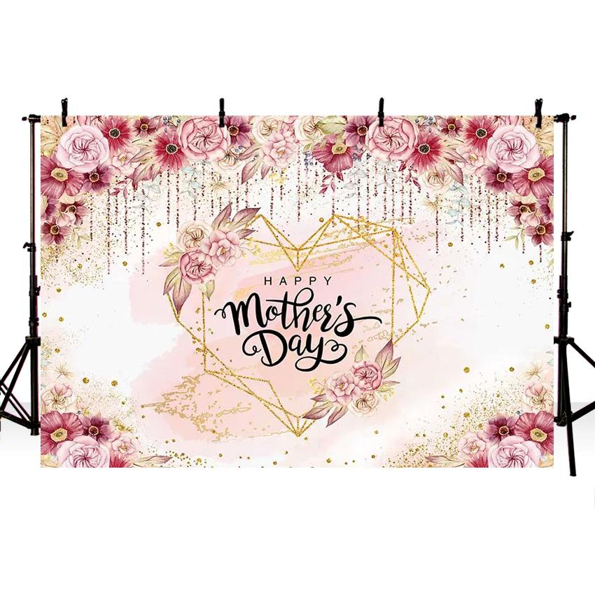 Mehofond Happy Mother's Day Photography Backdrop Red Rose Flower Background Mom Mother Birthday Diamond Love Decor Photo Studio