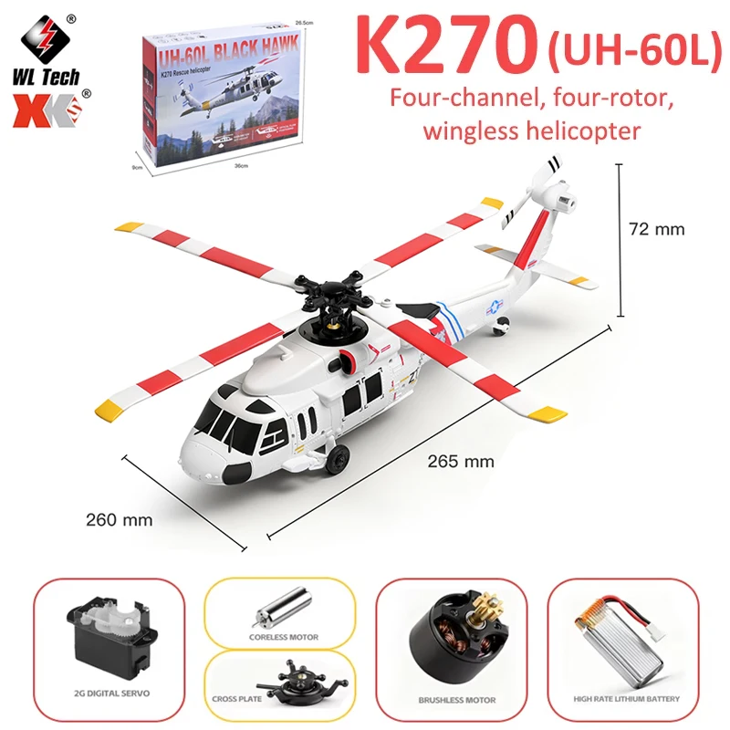 WLtoys K270 K170 RC Helicopter 2.4G 6-Aixs Gyroscope 4CH Altitude Hold Optical Flow Remote Control Helicopter Toys for Kids