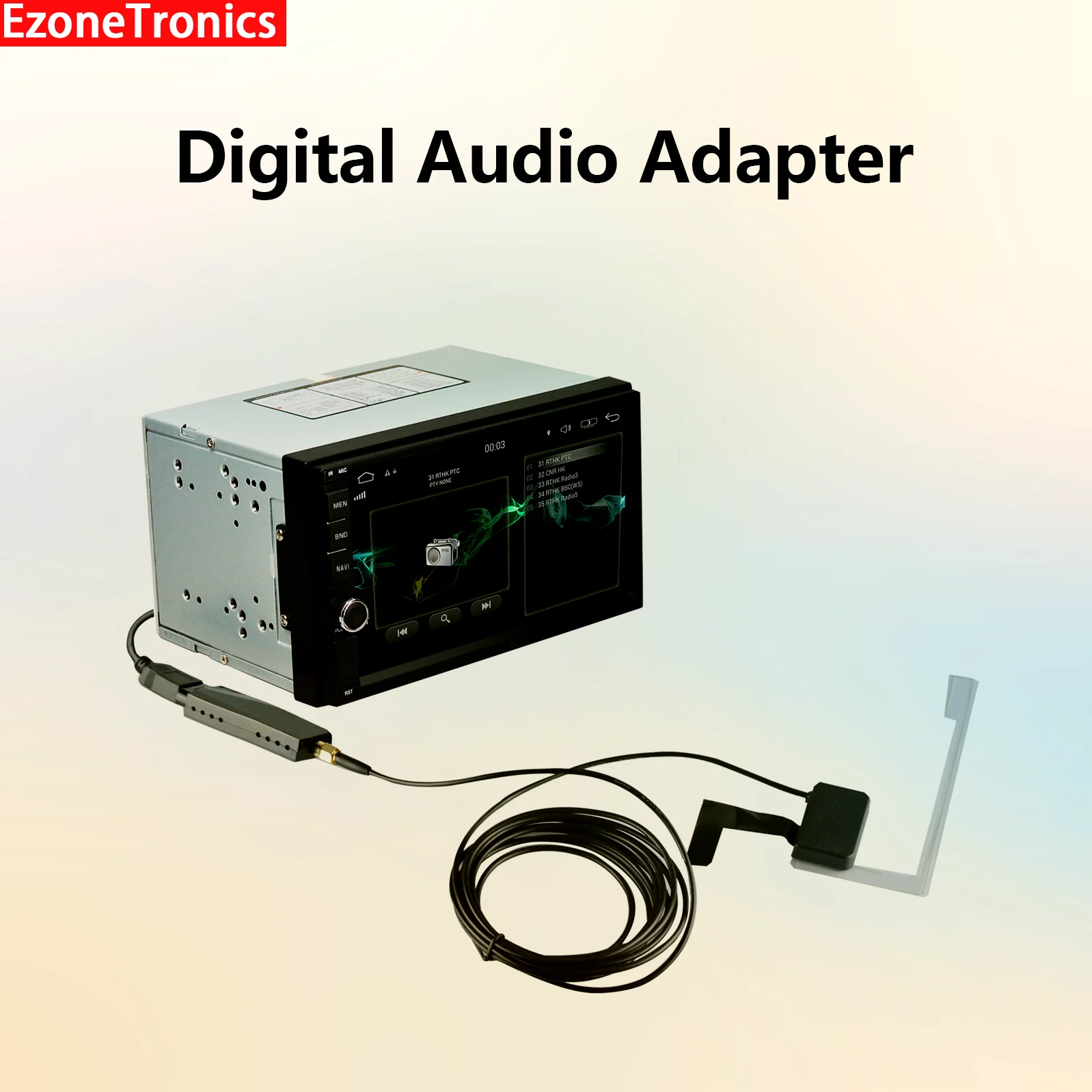 Ezonetronics Car DAB+Digital Radio Portable DAB+ Radio Tuner Receiver with Antenna USB Dongle for most Android Car Stereo Radios