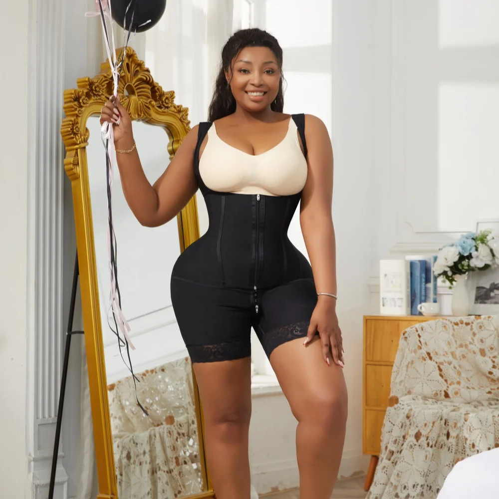 

Women Firm Tummy Control Full Body Shaper Lipo Post-op Recovery 11 Steel Bone Waist Cinchers Post Surgery Shapewear Bodysuit