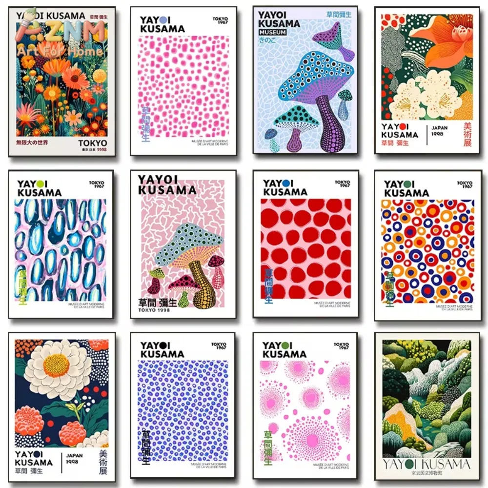 

1pc Japanese Famous Artist Yayoi Kusama Polka Poster Wall Art Printing Home Living Bed Room Bar Aesthetic Decor