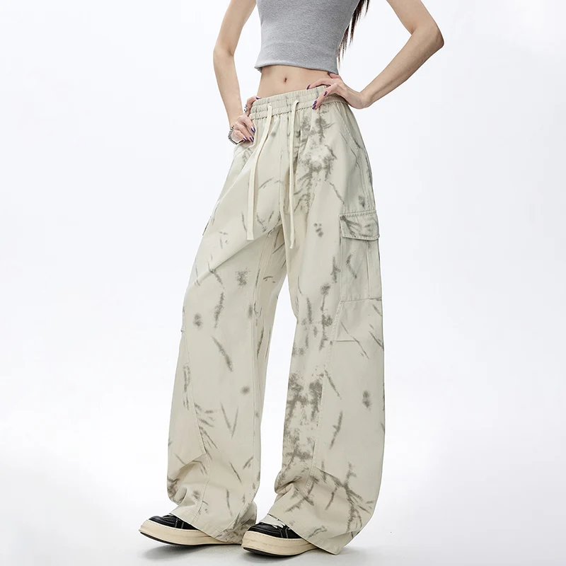 

Ladies Four Seasons Fashion Trendy Printed Versatile Couple Floor Pants Outdoor Sports Leisure Fashion Versatile Wide Leg Pants