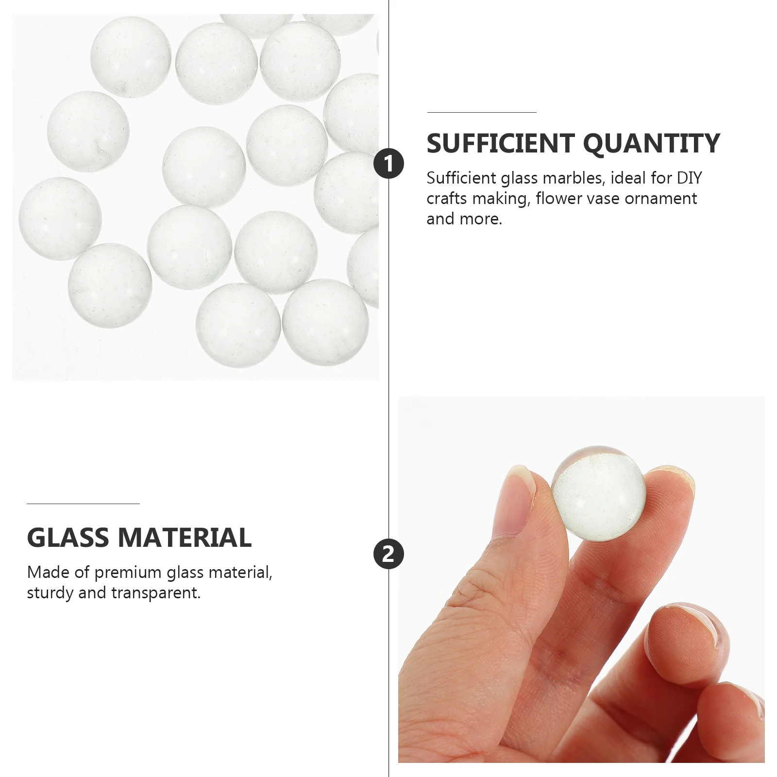 

90Pcs Decorative Glass Beads Clear Round Marbles for Vase Filler Flower Pot Aquarium Plants Water Feature Craft Projects Home