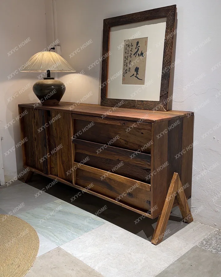 

Wabi Sanfeng old wood solid wood entrance against the wall dining side B & B retro storage locker